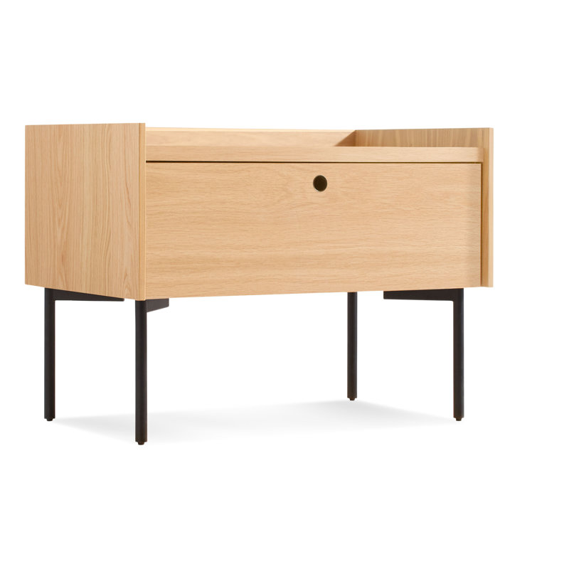 Peek 27'' W Metal Nightstand, White Oak