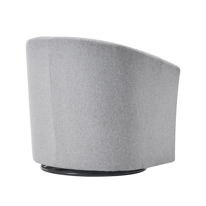 Arleyne Fabric Upholstered Swivel Barrel Chair, Gray Polyester Blend