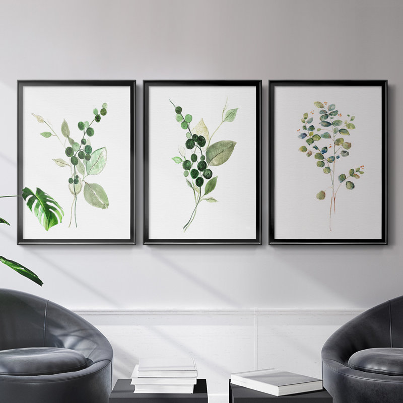 Brins vert I, toile encadrée de qualité supérieure, prête à être accrochée, Noir, H 30,5 po x l 67,5 po x P 1,25 po