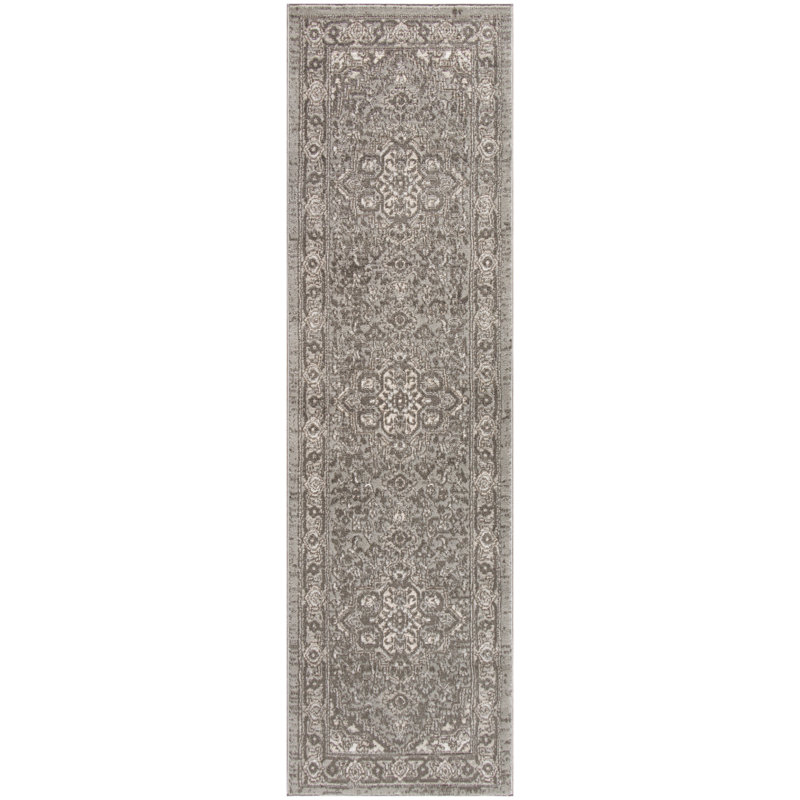 Knibbs Machine Woven Polypropylene/Polyester Area Rug in Gray, Runner 2'2" x 7'6