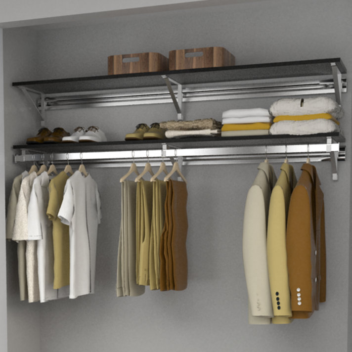 Single Shelf-Hang Closet System with Second Shelf (shelf only), Espresso, 8.5"H x 48"W x 11.75"D