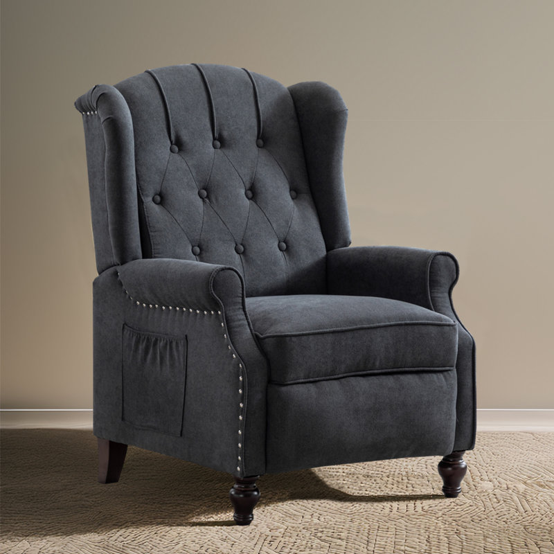 Fauteuil de massage inclinable à oreilles, Mélange de lin gris foncé