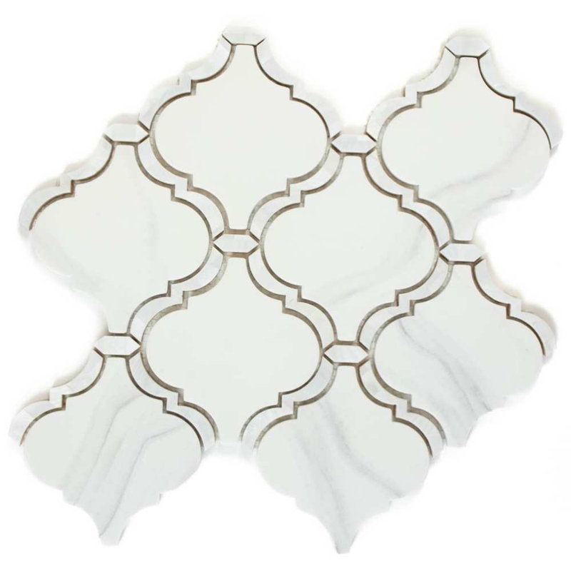 Tahitian Pearl 14" x 14.5" Glass Satin Mosaic Wall Tile, White