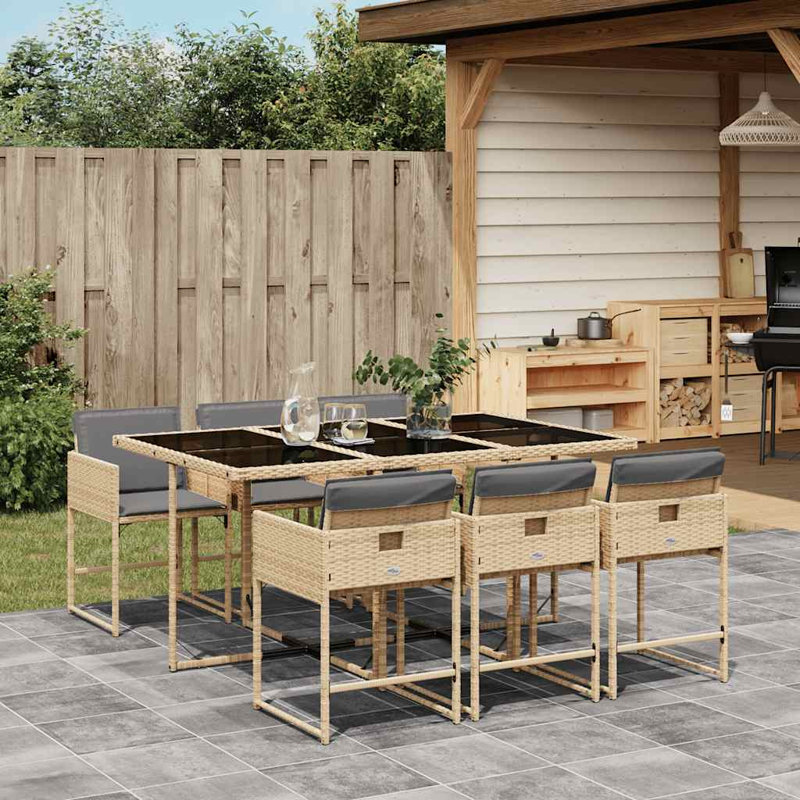 Patio Dining Set with, Light Grey, Beige