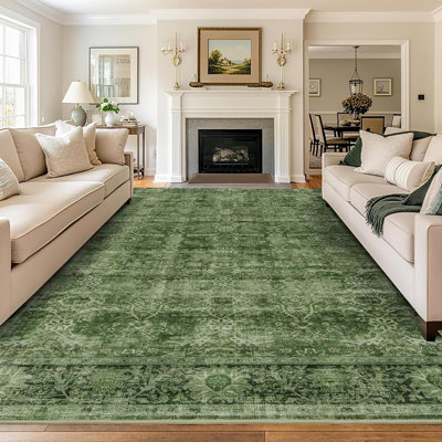 Tapis vert lavable pour salon