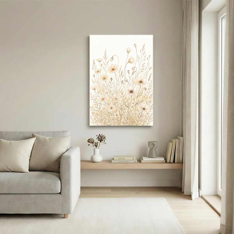 Art mural sur toile beige et crème, H 40 po x l 28 po