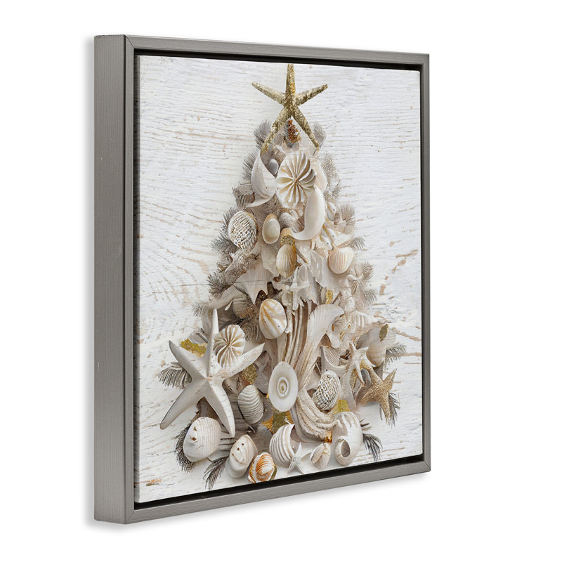 Cadre flottant pour arbre de Noël Beachy Shiplap, design par Sasha, H 25 po x l 25 po, Cadre flottant gris lustré