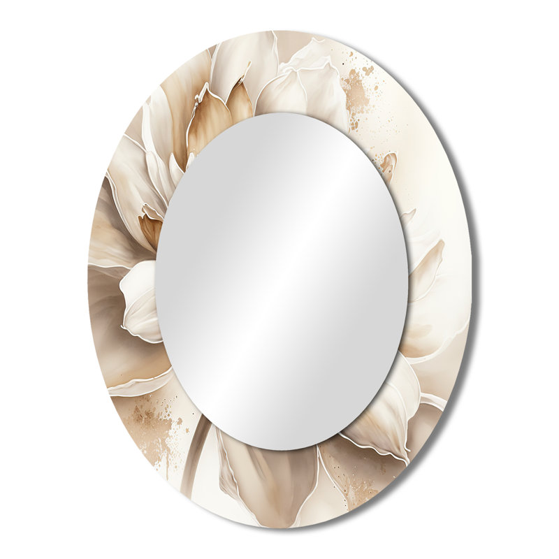 Miroir mural simple simple Beige Flower III - Beige, 43 po x 33 po