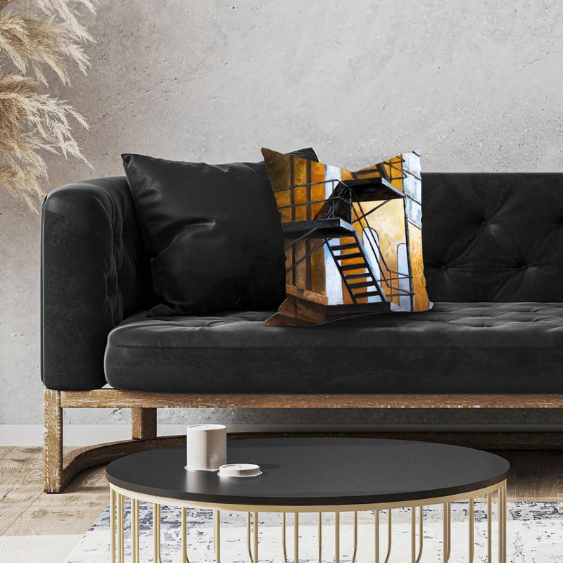 Apartment building escape in nyc - 18"x18" Throw pillow cover - Poly twill - Print on demand