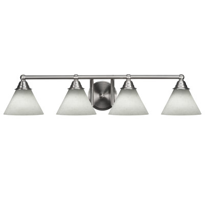Michell 4 Light Bath Bar Shown With 7" White Muslin Glass