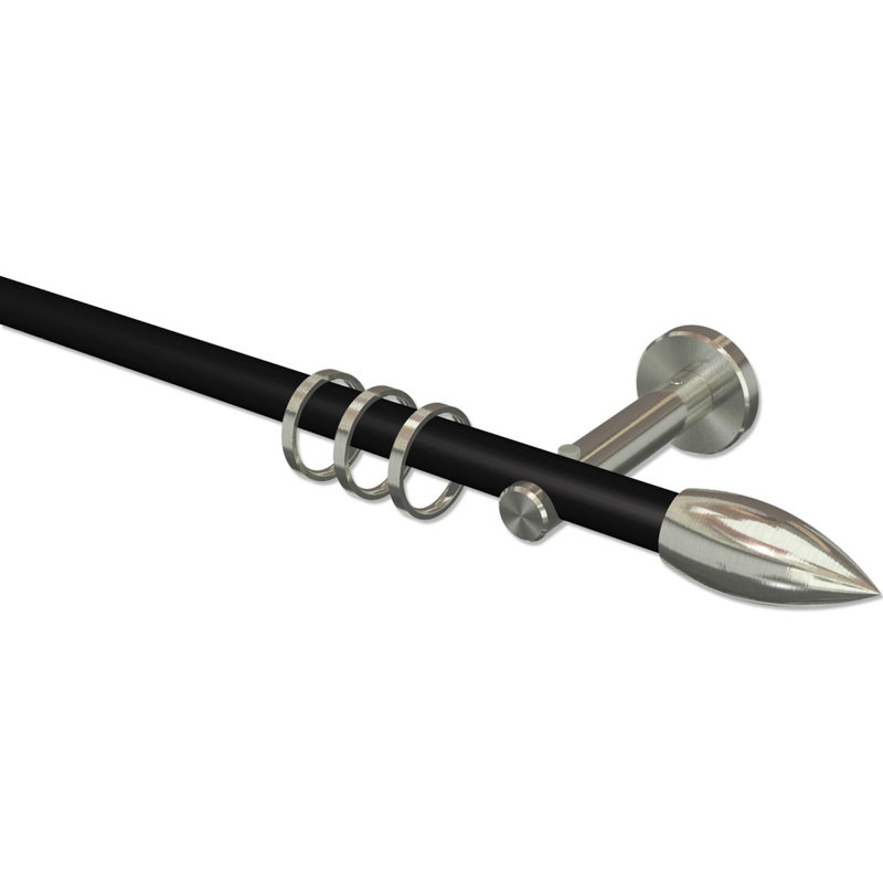 Beaudoin Black 1.6cm Curtain Pole Set, 5cm H x 420cm W x 10cm D