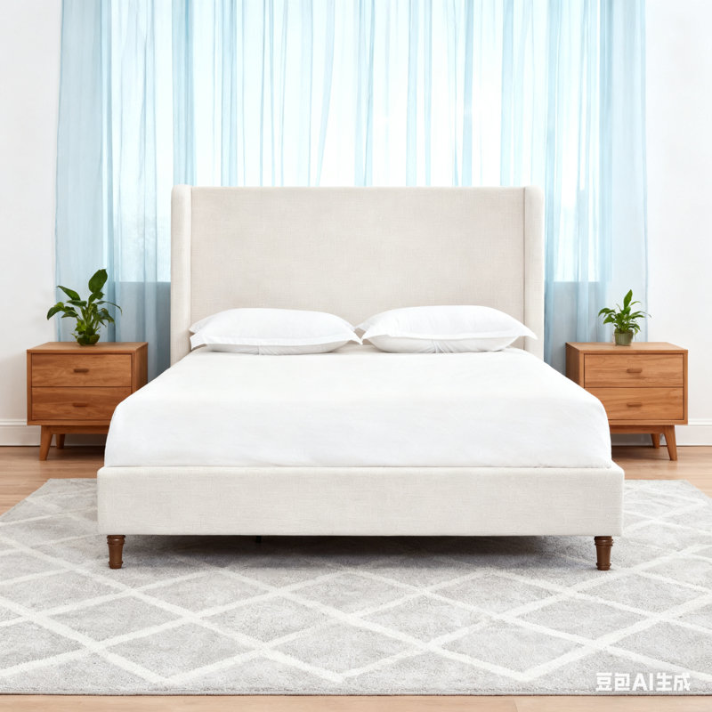 Lit tapissier Modern, Ivoire, Grand