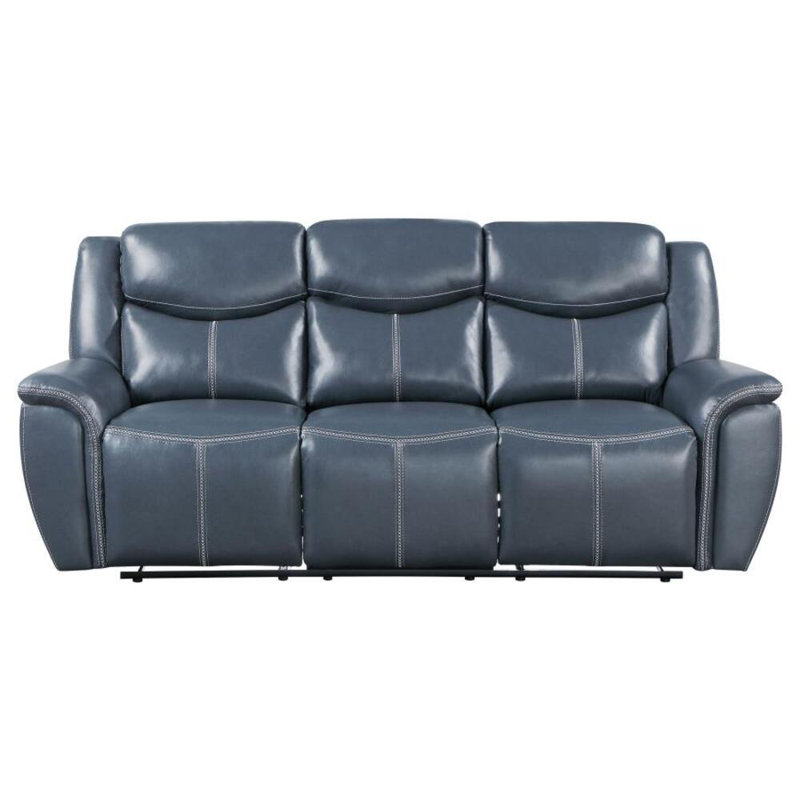 Auriyah Upholstered Padded Arm Reclining Sofa Blue