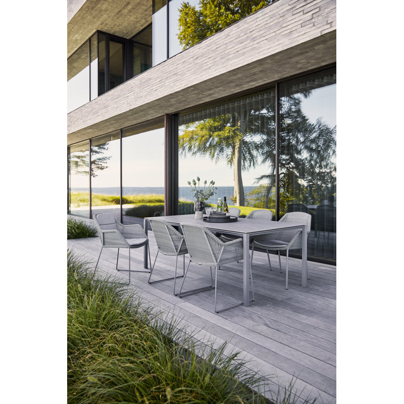 Pure Outdoor Dining Table, Nero Black, 28.8" H x 110.3" W x 39.4" D, Light Gray