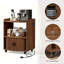 Armoire à café roulante avec prise de courant, chariot de cuisine mobile avec portes coulissantes et tablettes de rangement (l 23,62 po)-131364394