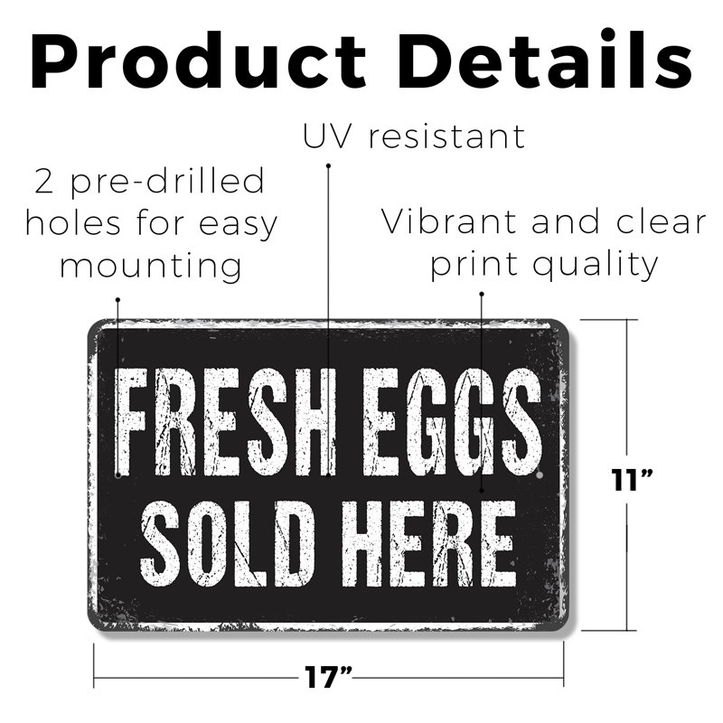 Plaque en plastique Fresh Eggs 11 po x 17 po, H 11 po x l 17 po x P 0,1 po