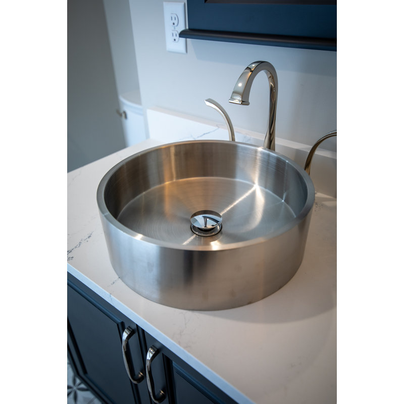 Eden Bath 15.75 " Stainless Steel Circular Bathroom Sink, Silver