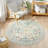 Round Washable Rug, Soft Floral Round Rugs  Circle Carpets For Bedroom Ultra-Thin, Boho Beige Print Distressed Circular Carpet For Living Room Dorm Bedside