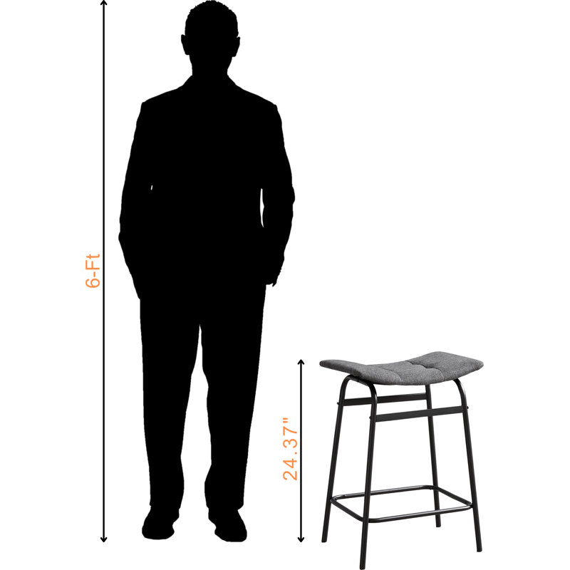 Ensemble de 2 tabourets de bar Bennet gris / noir, H 24,37 po x l 17,7 po x P 12,45 po Bennet