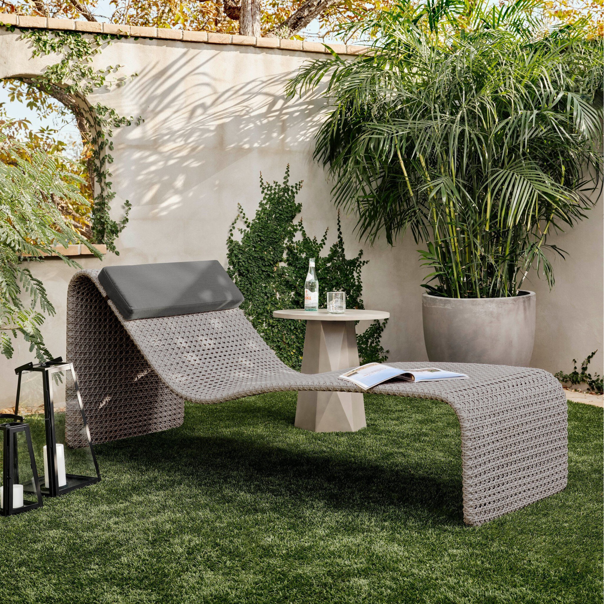 Kuno 27.5'' Outdoor Wicker Chaise Lounge, Dark Gray