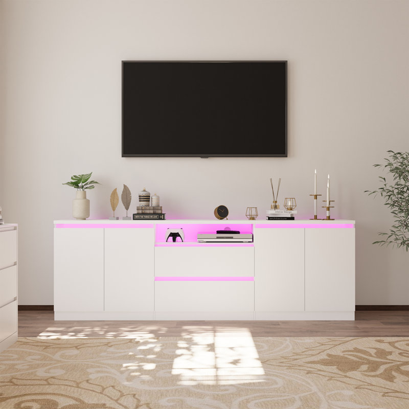 94.5" Led Modern Tv Stand For 100/90/80 Inch Tvs, Tall Entertainment Center With Storage Cabinets And Drawers, Media Console With Adjustable Shelves For Living Room