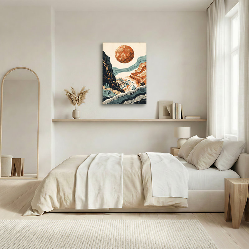 Reproduction d'art sur toile, "Planète rouge sur canyon et cristaux", 30"H x 20"W
