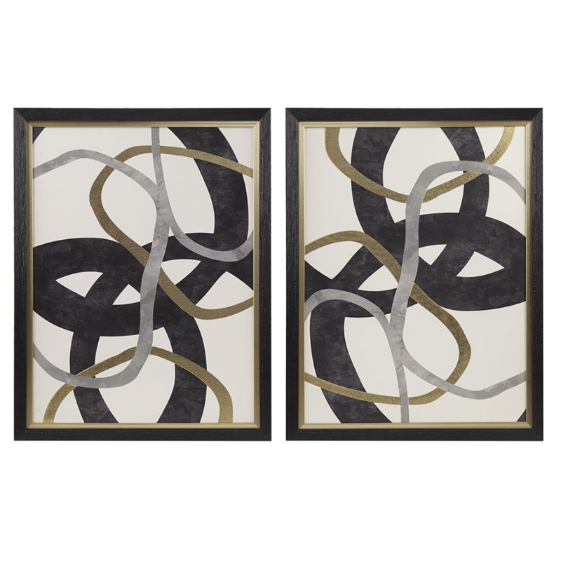 Ensemble de 2 toiles d'art encadrées en feuille d'or