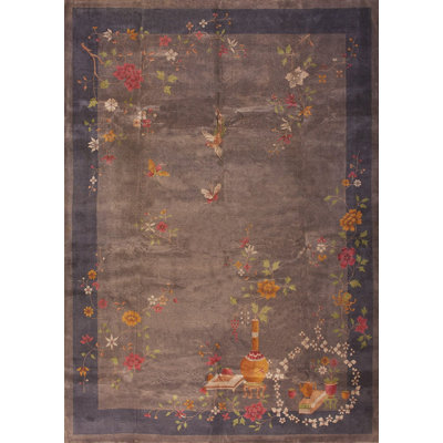 Antique Art Deco Room Size Wool Taupe Rug