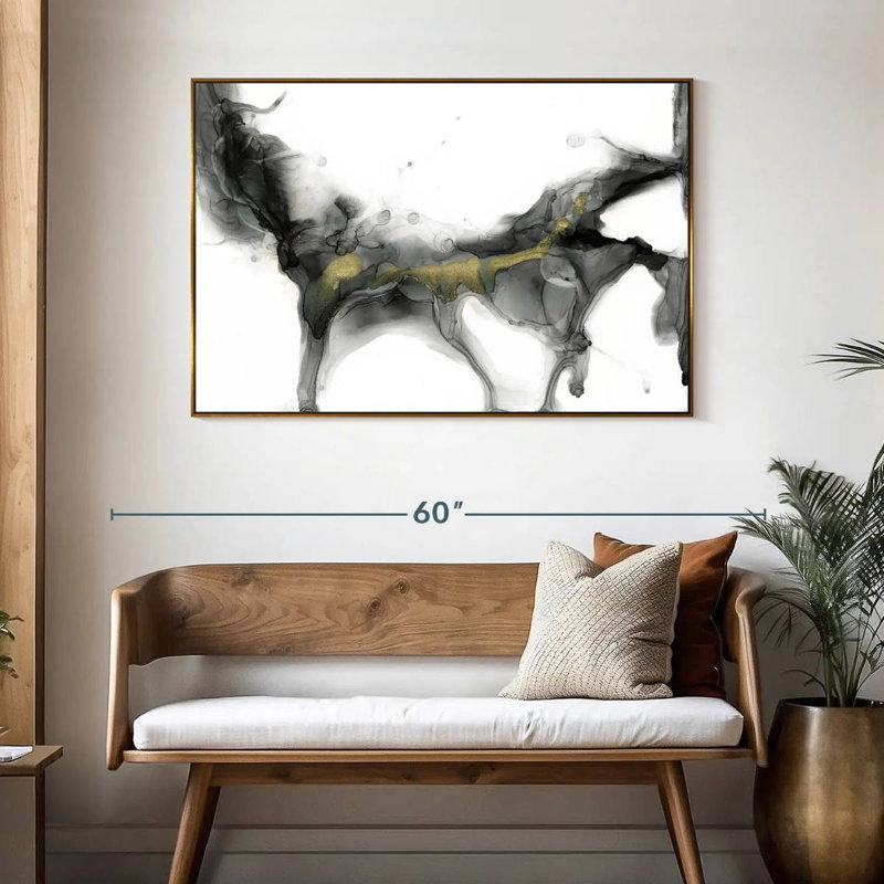 Golden Precipice II, 46 po x 31 po, Cadre flottant doré