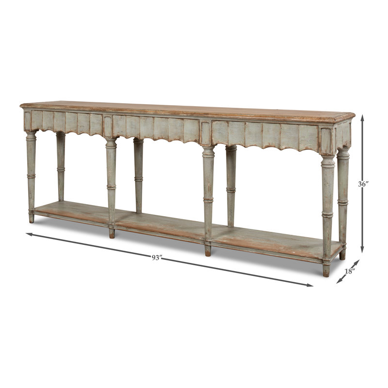 Chantal 93'' W Solid Wood Console Table, Natural Pine/Sage
