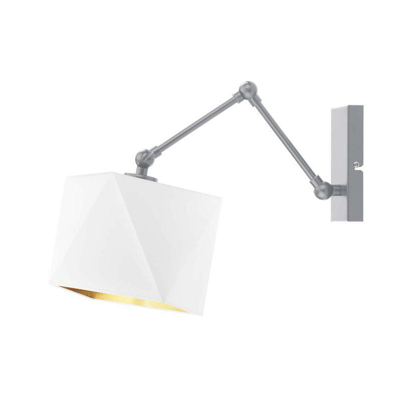Zader Armed Sconce, Grey, White