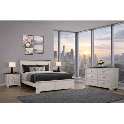 Classic Panel Bedroom Set in Cream Finish