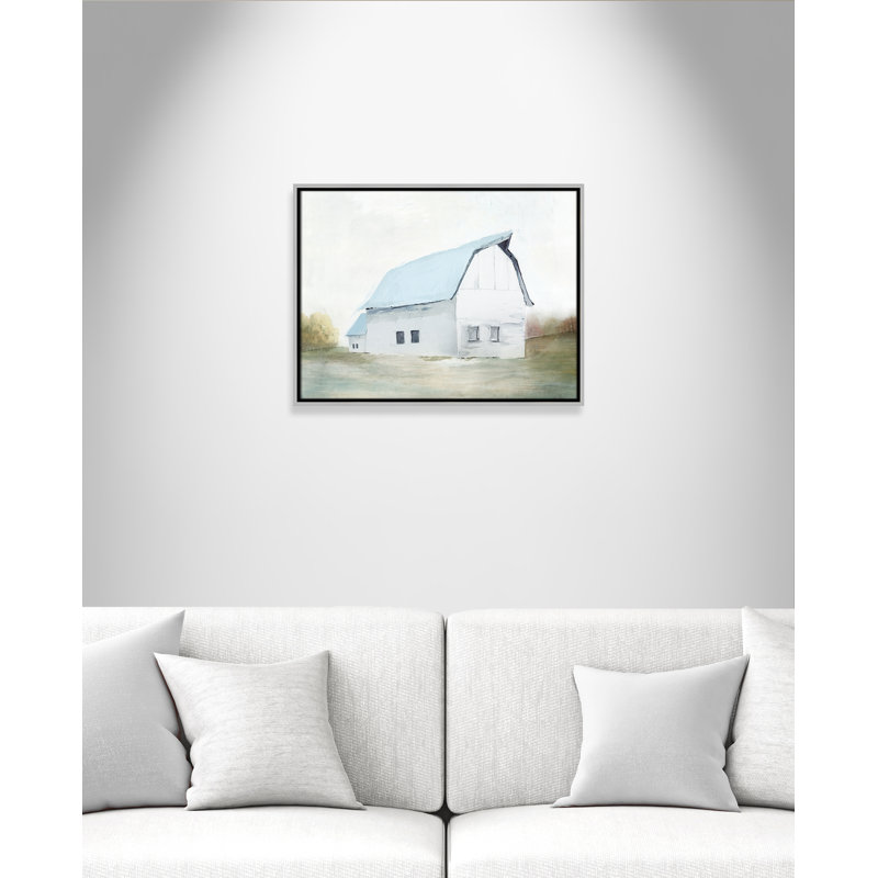 «By the Barn II» par Isabelle Z - reproduction d'art, H 19,5 po x l 25,5 po x P 2 po, Toile avec cadre argenté, Pas de tapis