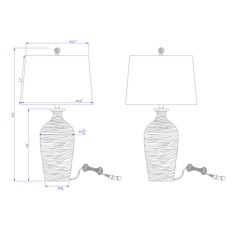 Aurora Table Lamps Set of 2 29"H Antique Bronze Resin 150W E26 3 Way Textured Vase Design White Shades