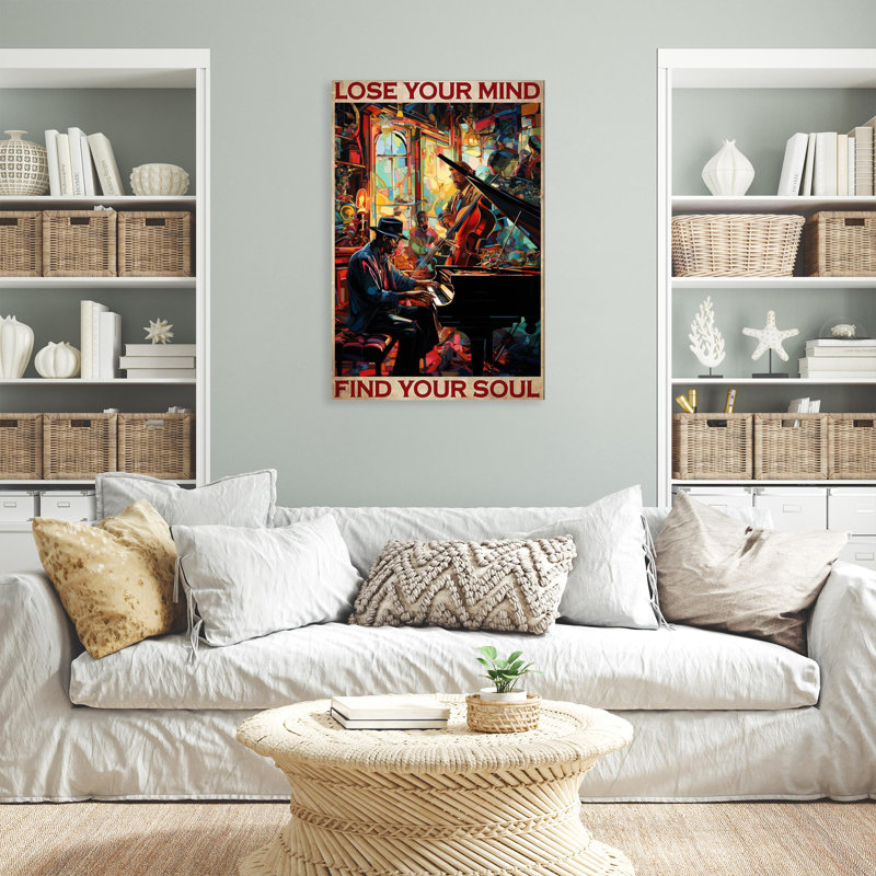 «Javantay Man Play Piano Lose Your Mind», reproduction sur toile, H 20 po x l 16 po x P 1,25 po