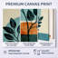 «Blue and Orange Bohemian Minimalist Geometric Plant - Abstract Botanical», art mural encadré 3 pièces-129072869-129072872