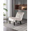 Fauteuil d'appoint sans accoudoirs en velours avec capitonnage et pieds en bois robustes
