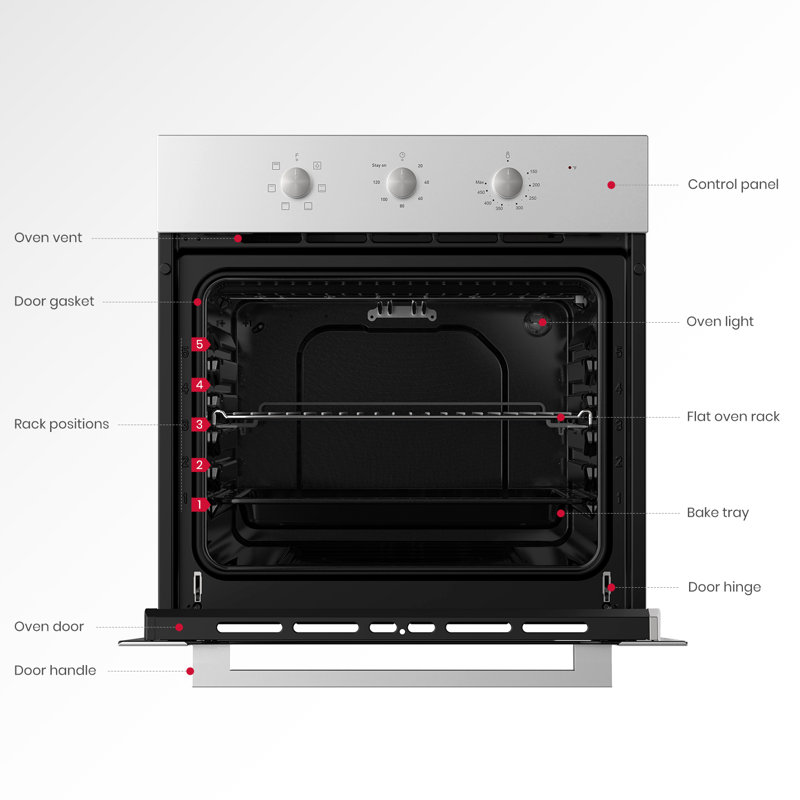 24" Stainless Steel Electric Single Wall Oven with 6 Cooking Functions