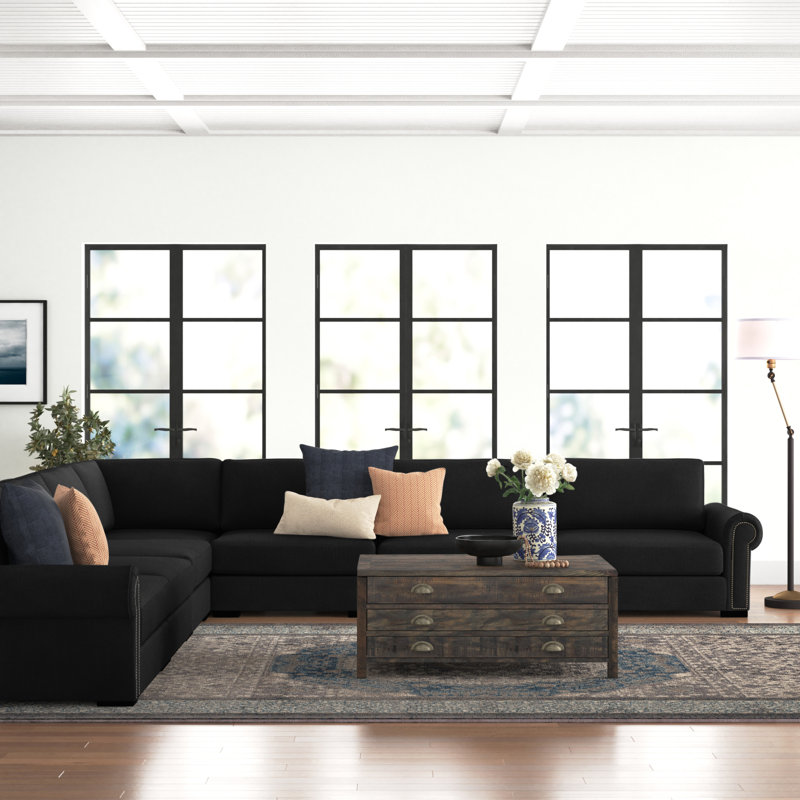 Mosely Upholstered L-Shaped Sectional Symmetrical, Charcoal Revolution®
