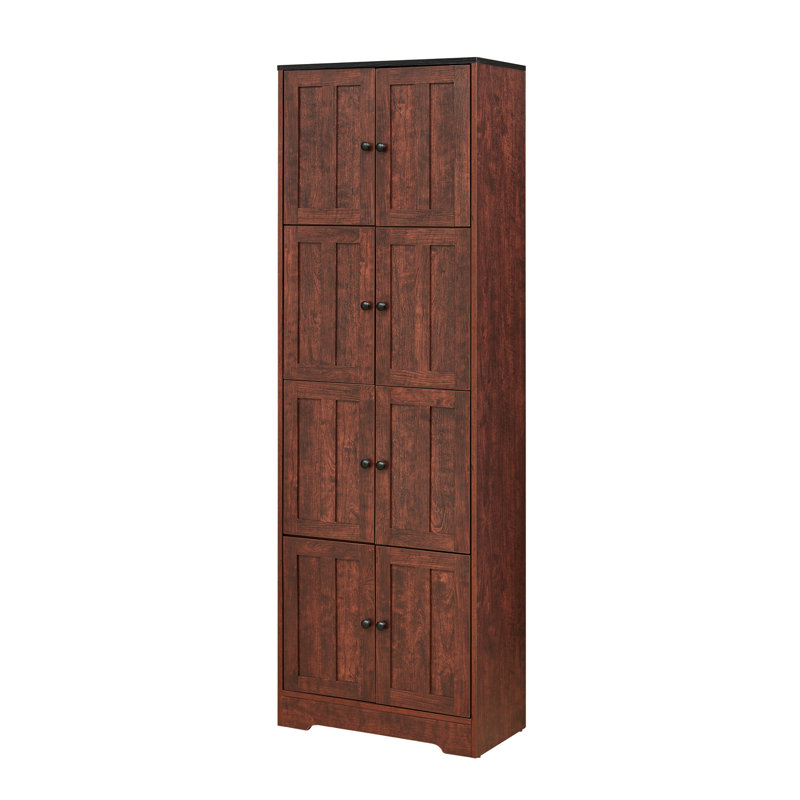 Grande armoire de rangement avec 8 portes et 4 tablettes, armoire de rangement murale pour salon, cuisine, bureau, chambre à coucher, salle de bain