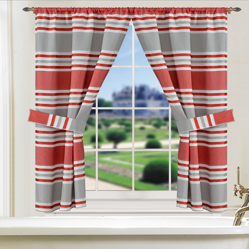 Asherton Semi Sheer Curtain Pair, Burgundy