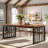 63" Solid Wood Dining Table for 4-6, Kitchen Table Sturdy Iron Frame
