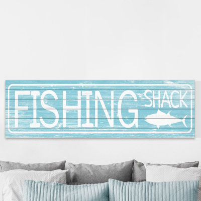 Reproduction d’art textuel sur bois, "vintage Fishing Shack"