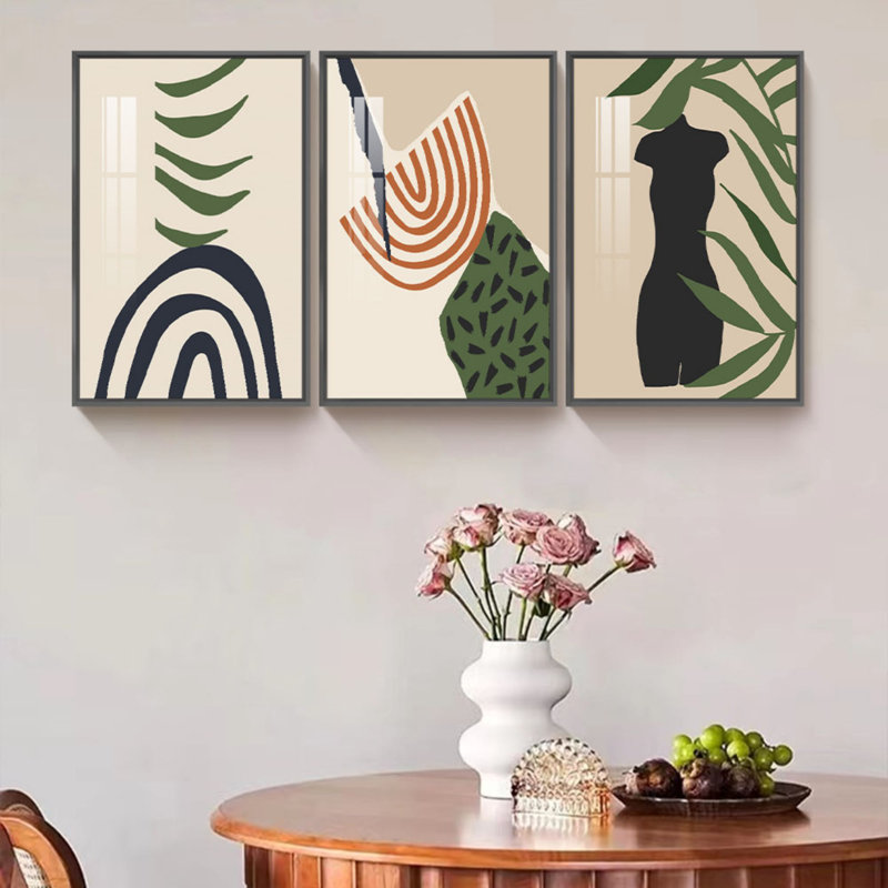Art abstrait botanique moderne sur toile, art abstrait moderne, L 17 po x H 37 po, Noir