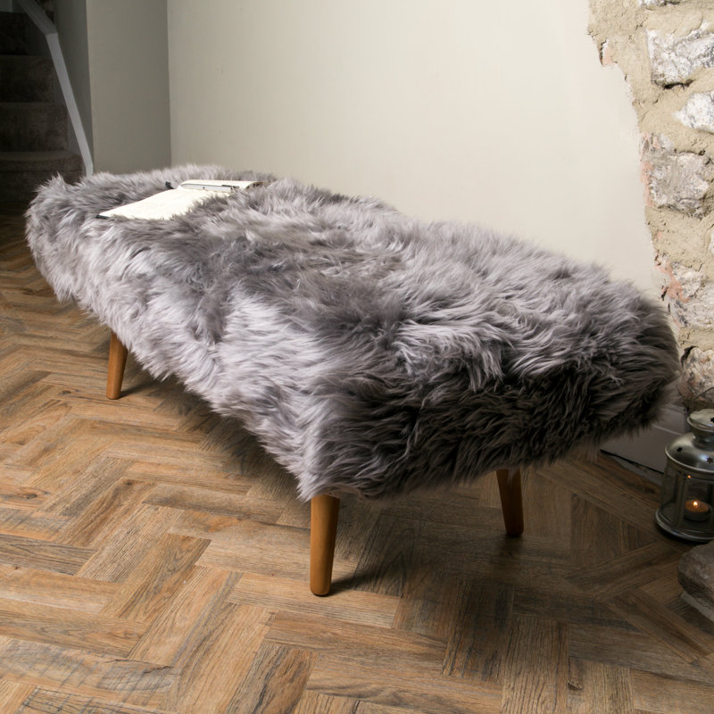 Austynn Sheepskin Bench, Grey