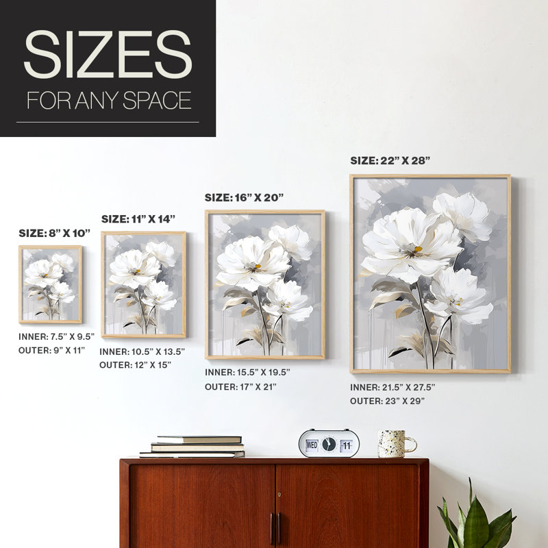 Reproduction encadrée FLORAL Series CDXLV - bois massif, H 21 po x l 17 po