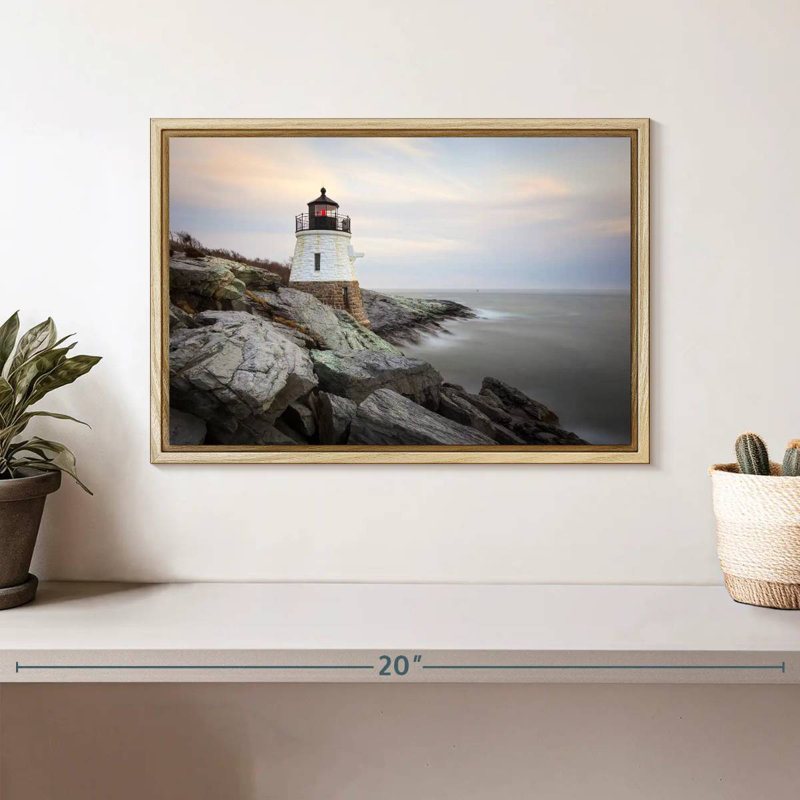 Phare de Coastal Castle Hill, Cadre flottant en bois naturel, 13 po x 9 po