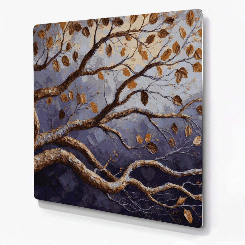 Art mural en métal Botanical Pecan Branches, H 12 po x l 12 po