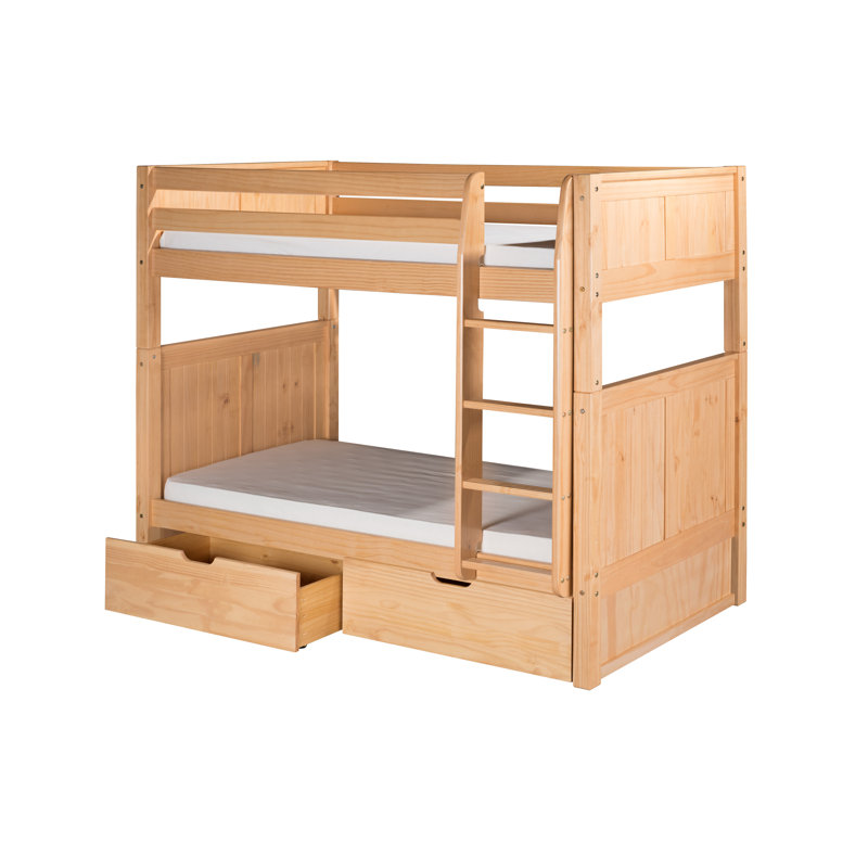 Lit superposé simple au-dessus de simple en bois massif Friedemar, Naturel