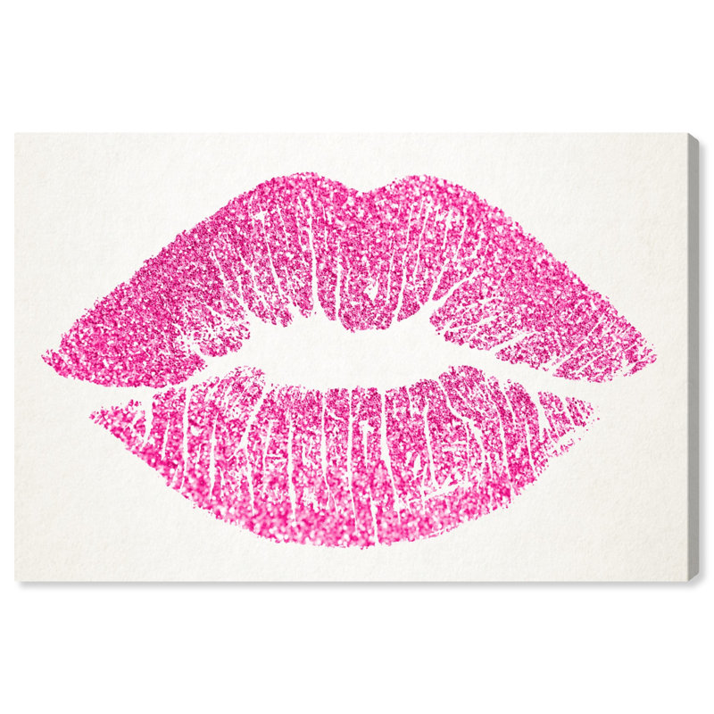 «Solid Kiss Pink Glitter-Custom», impression sur toile, H 16 po x l 24 po